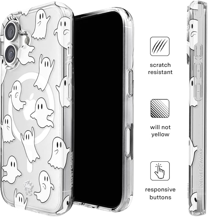 VELVET CAVIAR Case for iPhone 17 | Compatible with MagSafe | 10ft Drop Tested | Halloween Cases for Women | Ghosted Clear