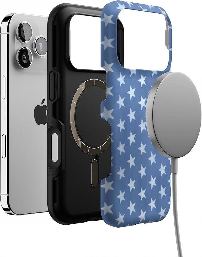 Casely iPhone 17 Pro Case | Coastal Blues | Denim Stars | Bold Protective Design | Compatible with MagSafe