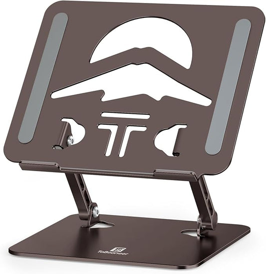 Laptop Stand, Ergonomic Adjustable Computer Stand for Collaborative Work, Foldable and Portable Heat Sink Computer Stands, Fits up to 15.6-inch Laptops (Coffee Brown)