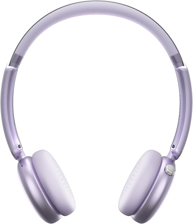 LORELEI Q60 Wireless Bluetooth On-Ear Headphones Lightweight ，Built-in Micphone, 40 Hours Up Battery Life, Bass Mode, Memory Earmuffs (Purple)