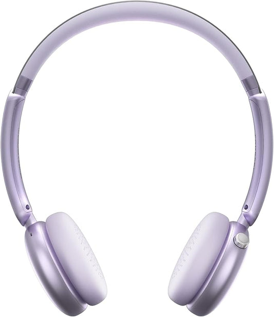 LORELEI Q60 Wireless Bluetooth On-Ear Headphones Lightweight ，Built-in Micphone, 40 Hours Up Battery Life, Bass Mode, Memory Earmuffs (Purple)