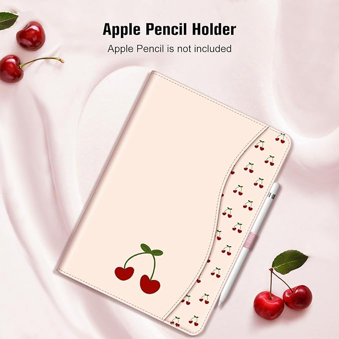 Fintie Case for iPad 9th / 8th / 7th Generation (2021/2020/2019) 10.2 Inch - [Corner Protection] Multi-Angle Viewing Stand Cover with Pocket & Pencil Holder, Auto Sleep Wake, Coquette Cherries