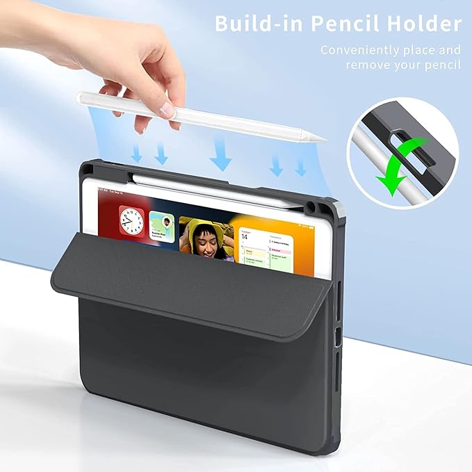 Vertical Case for iPad 9th/8th/7th Generation/Pro 10.5/ Air 3rd Gen, Magnetic Detachable Case with Pencil Holder【It can Hold Keyboard】 360 Rotatable Smart Cover (Blue)