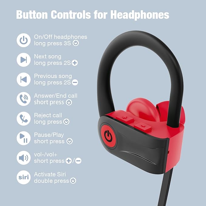 Boean Wrokout Headphones Bluetooth Headphone with Mic Bluetooth 5.3 Technology with Stereo Sound Deep Bass 16 Hrs Playback Running Headphones IPX7 Rating for Sports