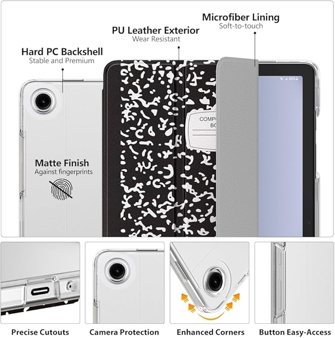 MoKo Case for Galaxy Tab A9+/A9 Plus 11 inch 2023, Slim Stand Protective Smart Cover with Hard PC Translucent Back Shell for Tab A9 Plus Tablet (SM-X210/X216/X218), Auto Wake/Sleep, Notebook Black