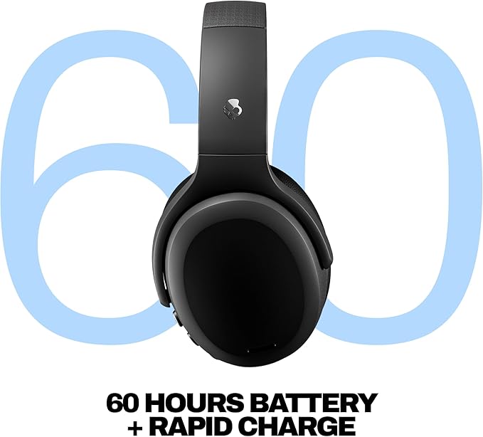 Skullcandy Crusher ANC 2 Over-Ear Noise Canceling Wireless Headphones with Sensory Bass and Charging Cable, 50 Hr Battery, Skull-iQ, Alexa Enabled, Microphone, Works with Bluetooth Devices - Black