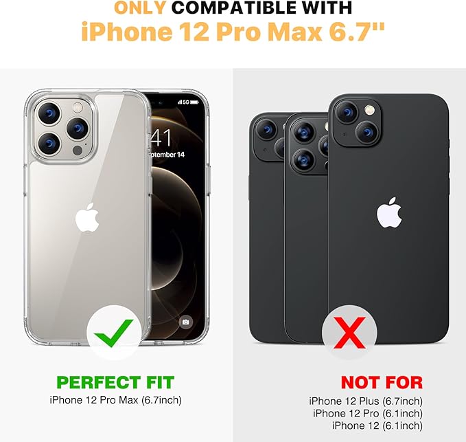 Diaclara Designed for iPhone 12 Pro Max Case, [with Privacy Screen Protector] [Anti Spy] [Military Grade Drop Protection] Heavy Duty Full-Body Shockproof Phone Case, Clear