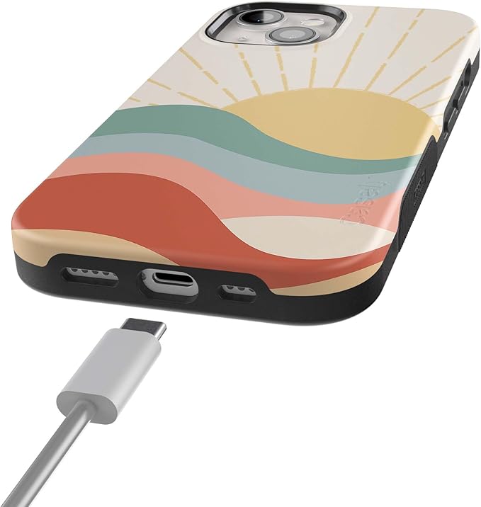 Casely iPhone 14 Case | Here Comes The Sun | Cute Colorblock Sunset | Compatible with MagSafe | Bold Protective Design