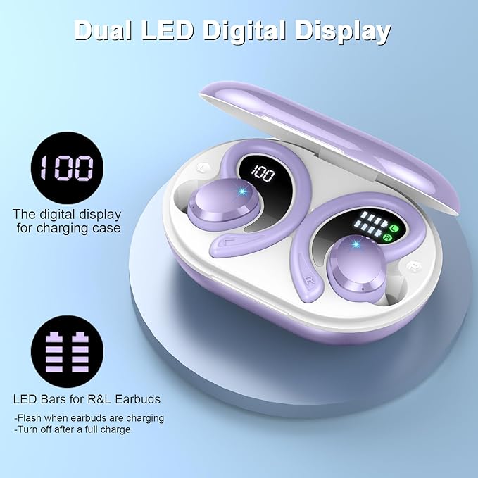 Wireless Earbuds Sport, 2025 Bluetooth 5.4 Headphones with Earhooks, 48H Stereo Deep Bass Over Ear Buds with 4 ENC Noise Canceling Mics, IP7 Waterproof Earphones for Running Workout Gym (Android/iOS)