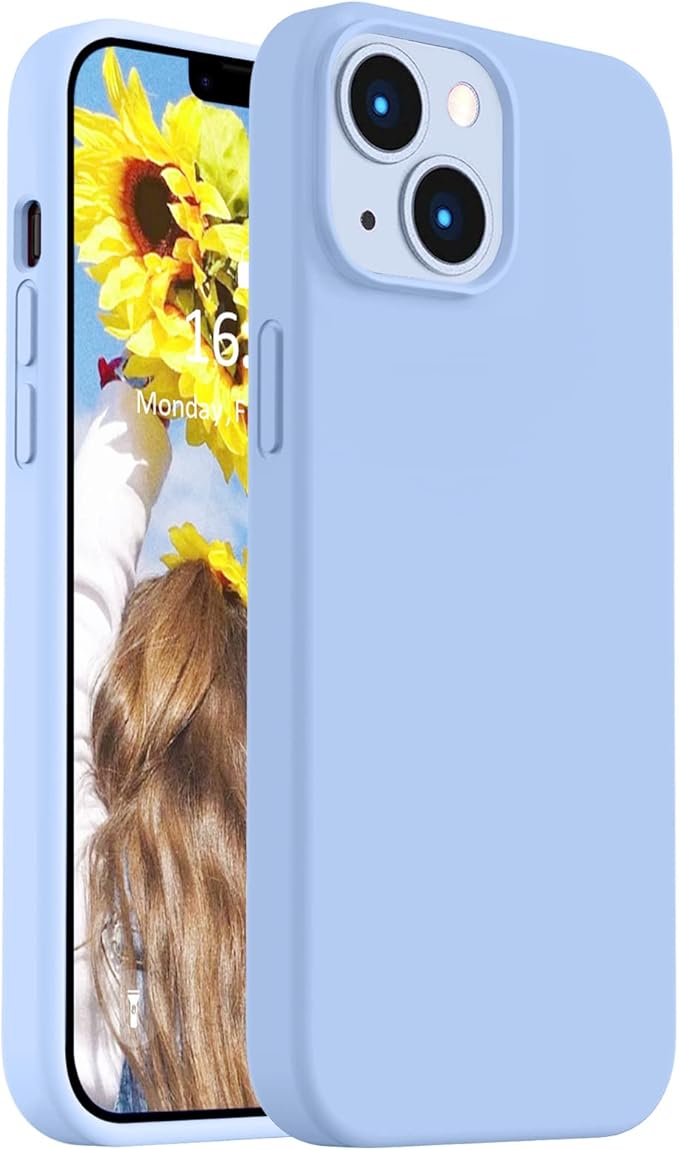 Vooii Compatible with iPhone 14 Case,[Silky Touch Premium Liquid Silicone] [Soft Anti-Scratch Microfiber Lining], Ultra Slim Shockproof Protective Case for iPhone 14 - Light Blue