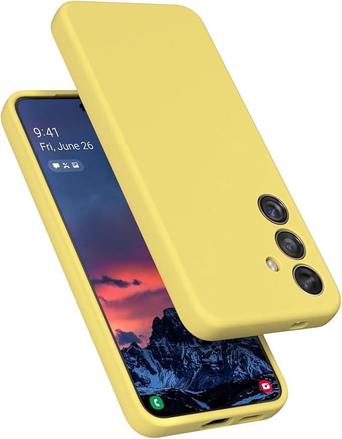 E Segoi Designed for Galaxy S24+Plus Case, Liquid Silicone Gel Rubber Shockproof Case Soft Microfiber Cloth Lining Cushion Compatible with Galaxy S24 Plus 5G 6.7 inch (Yellow, S24 Plus - 6.7")