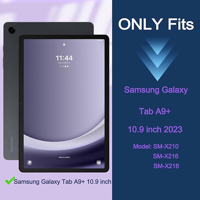 Rantice Shockproof Rugged Cover for Samsung Galaxy Tab A9+ 10.9 Inch, Purple+Green Case with Kickstand, 2023 Model (SM-X210/X216/X218)