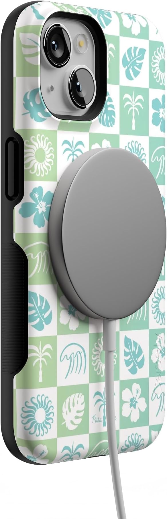 Casely iPhone 14 Case | Coastal Checkers | Pura Vida Floral | Compatible with MagSafe | Bold Protective Design