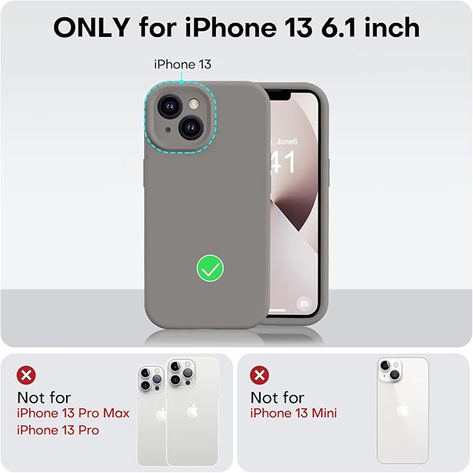 Vooii Compatible with iPhone 13 Case, Liquid Silicone Upgrade [Camera Protection] [Soft Anti-Scratch Microfiber Lining] Shockproof Phone Case for iPhone 13 6.1 inch - Natural Titanium