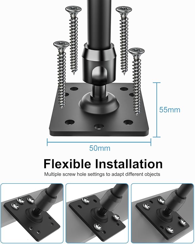 Metal Tablet Wall Mount Holder with 360° Adjustable Foldable Arm, for iPad Pro Air Mini | Galaxy Tab | Kindle Fire | Switch | 4.7-13" Device, for Kitchen Cabinet | Home | Desk | Under Counter | Office