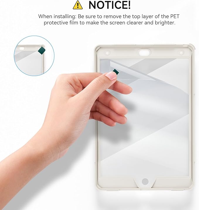 Case for iPad 9th/8th/7th Generation-Built-in Screen Protector,with Pencil Holder&360°Rotating Hand Strap,Shoulder Strap,Case for iPad 10.2 inch 2021-2019(Green/Beige)