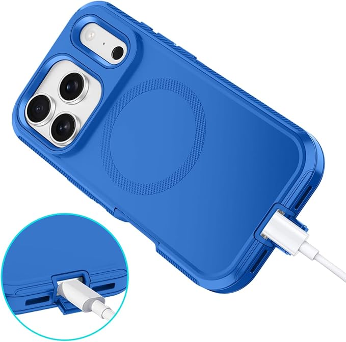 for iPhone 17 Pro Case [Compatible with MagSafe] Shockproof 3-Layer Full Body Protection [Without Screen Protector] Rugged Heavy Duty Cover Case for Apple iPhone 17 Pro 6.3" 2025,Sea Blue