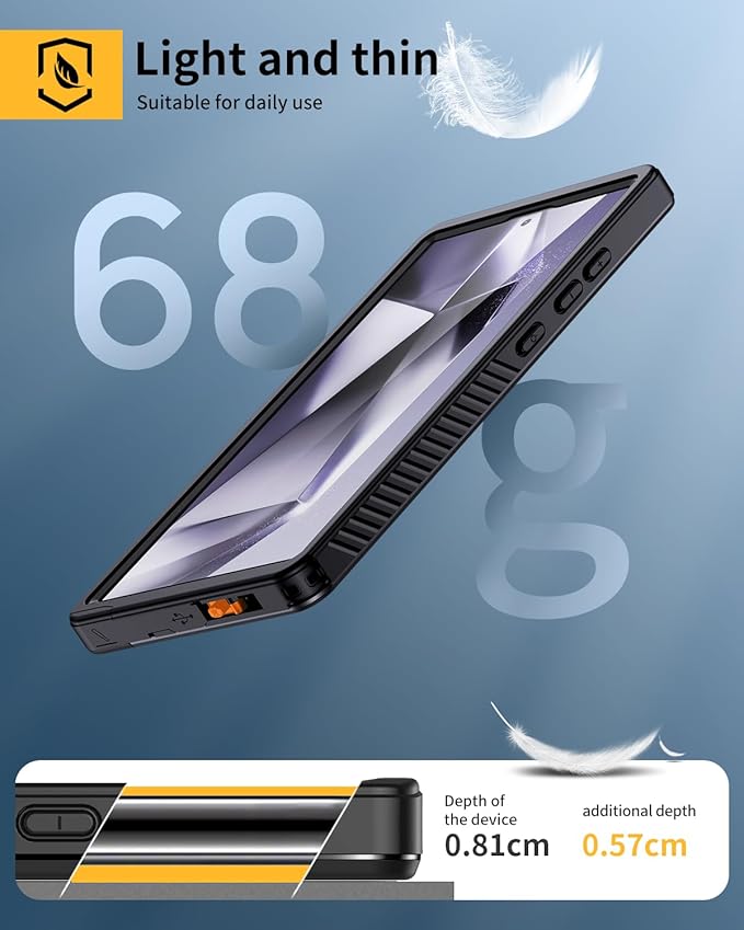 Lanhiem for Samsung Galaxy S24 Ultra Case, IP68 Waterproof Dustproof, Built-in Screen Protector, Rugged Full Body Shockproof Protective Cover for Galaxy S24 Ultra 5G 6.8 Inch, Black