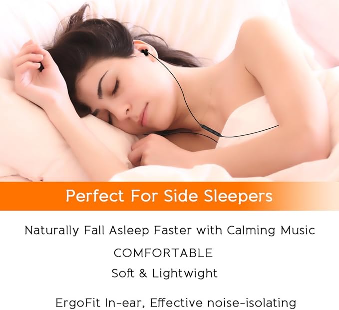 MAXROCK Sleep Earbuds, Ultra-Soft Comfortable Noise Isolating Earplugs Workout Headphones in-Ear Earphones w/Mic & Volume Control - Perfect for Side Sleeper Air Travel, Meditation & Insomnia