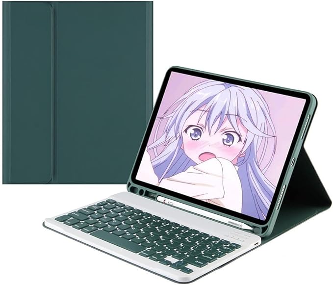 Color Keyboard Case for Samsung Galaxy Tab A9+ 11" / Plus, Detachable Wireless Bluetooth, DarkGreen