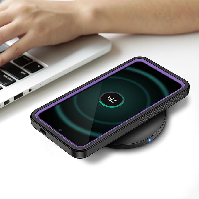 Lanhiem for Samsung Galaxy S24 FE Case, IP68 Waterproof Dustproof Case, Built-in Screen Protector, Heavy Duty Shockproof Full Body Protective Phone Cover for Galaxy S24FE 5G 6.7 Inch, Purple/Clear