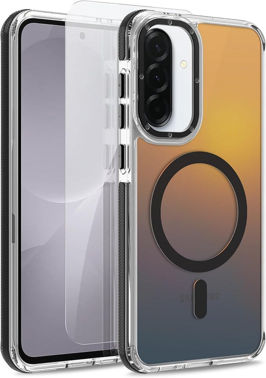 MOWIME Magnetic Case for Samsung Galaxy A36 5G [Compatible with Magsafe] [Cute Fashion Fluorescent Design] [1 Screen Protector] Slim Translucent Matte Case for Galaxy A36 5G 6.7", Black