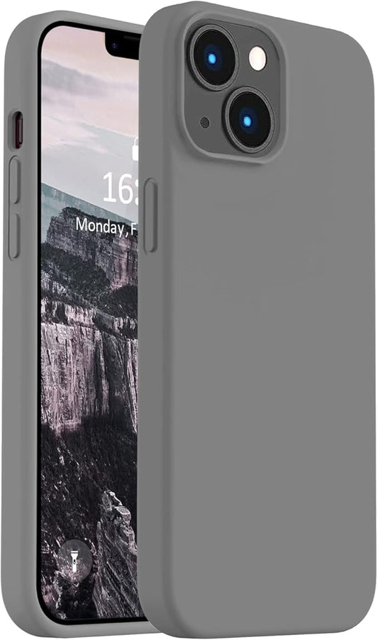 Vooii Compatible with iPhone 14 Case,[Silky Touch Premium Liquid Silicone] [Soft Anti-Scratch Microfiber Lining], Ultra Slim Shockproof Protective Case for iPhone 14 - Dark Grey