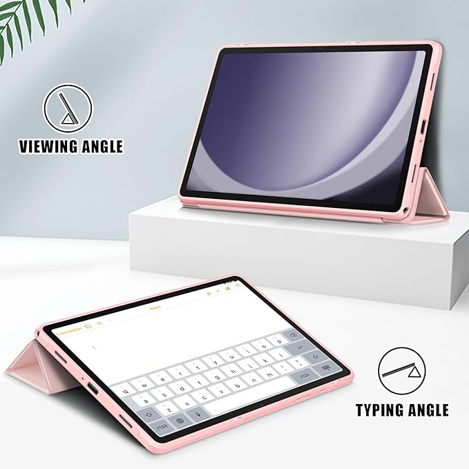 Case for Galaxy Tab A9+/A9 Plus 11 inch 2024,Shockproof Cover with Clear Transparent Back Shell Case for (SM-X210/X215/X216) Auto Wake/Sleep Function,Pink