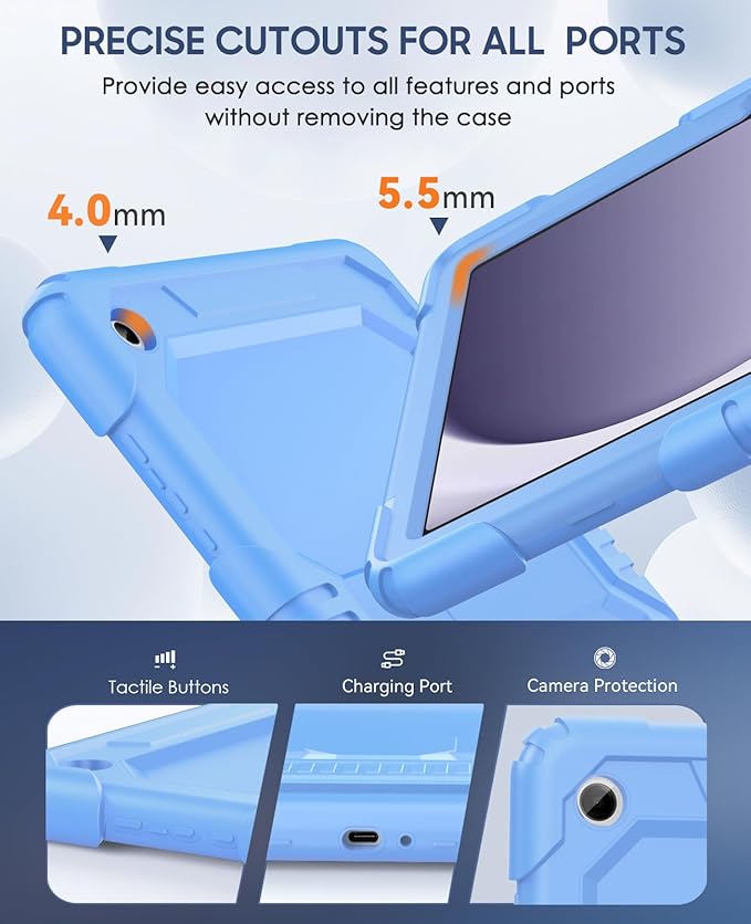 OKP Case for New Samsung Galaxy Tab A9+/ A9 Plus 11 Inch 2023 (SM-X210/X216/X218), Heavy Duty Shockproof Rugged 11" Galaxy A9+ Tablet Protective Cover with Kickstand for Kids Boys Girls, Sky Blue