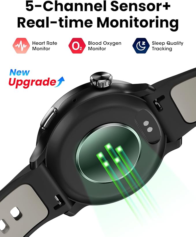 Smart Watch GPS, 1.43" AMOLED Screen Smart Watch for Men/Women Fitness Tracker, Military Smartwatches Compass，Compatible with Android & iOS (Bluetooth Call Answer/Dial), Multiple Sports Modes