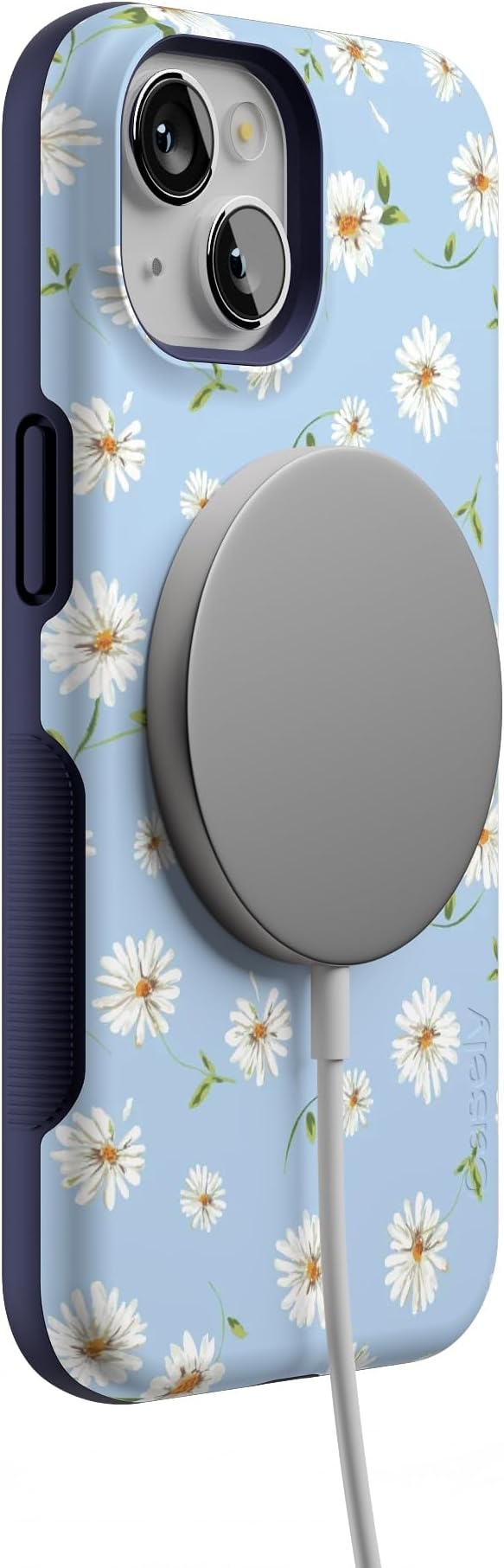 Casely iPhone 14 Case | Daisy Daydream | Baby Blue Floral | Compatible with MagSafe | Bold Protective Design