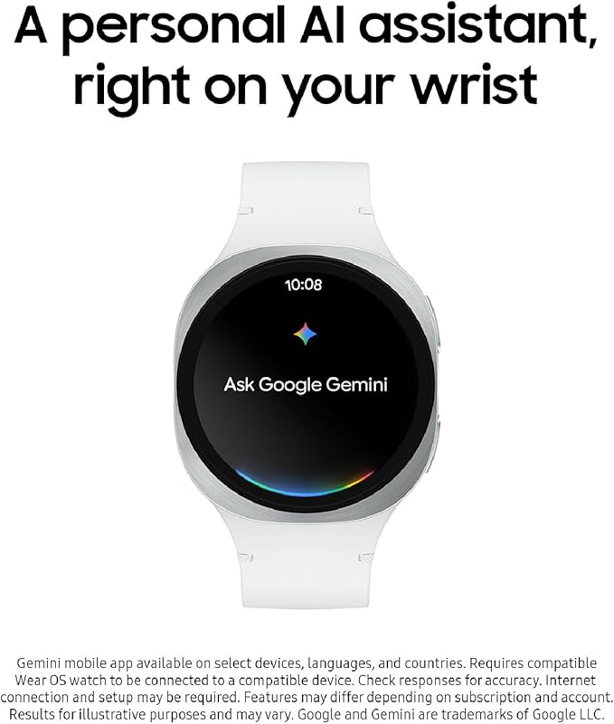 Samsung Galaxy Watch 8 (2025) 44mm LTE Smartwatch, Cushion Design, Fitness Tracker, Sleep Coaching, Running Coach, Energy Score, Heart Rate Tracking, Silver [US Version, 2 Yr Warranty]