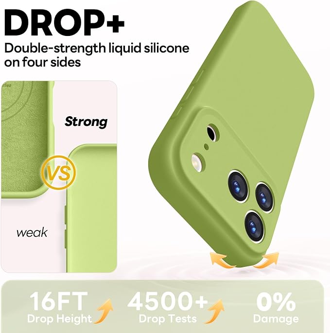 Vooii Magnetic Compatible with iPhone 17 Pro Max Case (Compatible with Magsafe) (Upgraded Camera Protection) Liquid Silicone Shockproof Full Body Protective Phone Cover for Women Men, Cedar Green