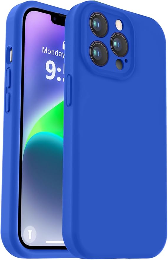 Vooii Compatible with iPhone 13 Pro Max Case, Liquid Silicone Upgrade [Camera Protection] [Soft Anti-Scratch Microfiber Lining] Shockproof Phone Case for iPhone 13 Pro Max 6.7 inch - Klein Blue