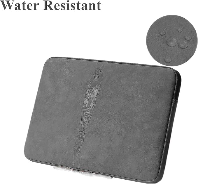 Megoo 13" Laptop Case Soft PU Leather Sleeve for Surface Pro 12/11/10/9/X/8/7/6/5/4, Samsung Galaxy, Lenovo Yoga, Shockproof Water-Resistant Carry Case Bag for 12"-13.3" Notebook Computers(Dark Gray)