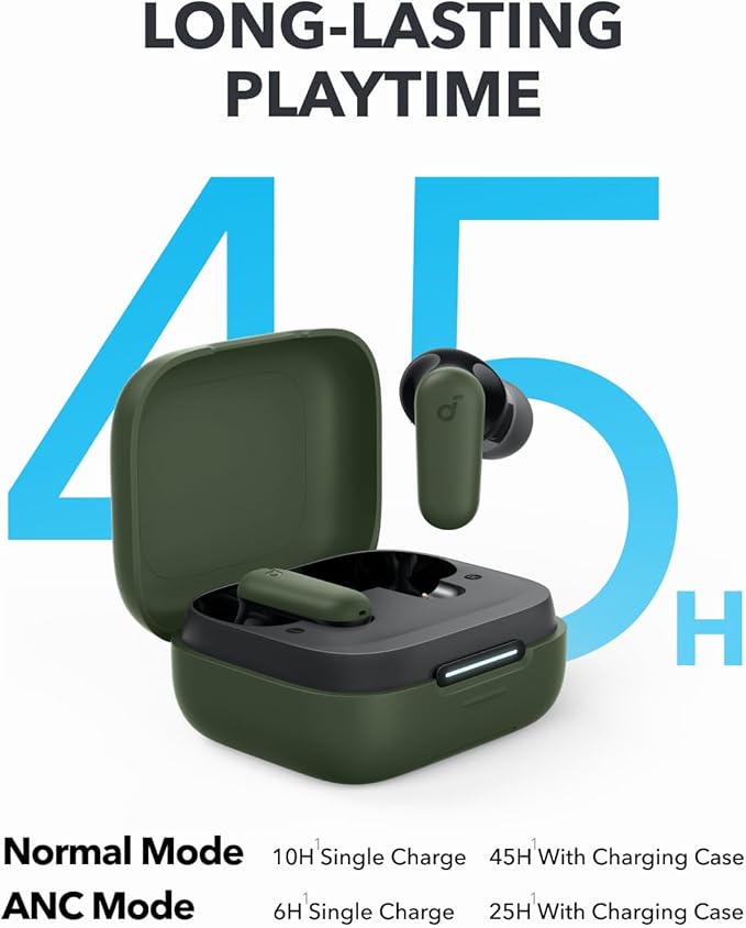 Soundcore P30i by Anker Noise Cancelling Earbuds, Strong and Smart Noise Cancelling, Powerful Bass, 45H Playtime, 2-in-1 Case and Phone Stand, IP54, Wireless Earbuds, Bluetooth 5.4 (Green)