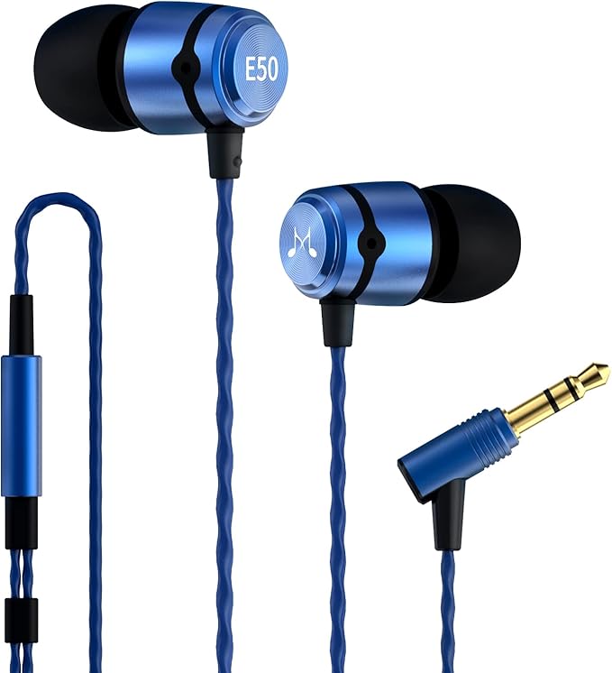 SoundMAGIC E50 Wired Earbuds No Microphone in Ear Monitor HiFi Earphones Noise Isolating Headphones Comfortable Fit Blue