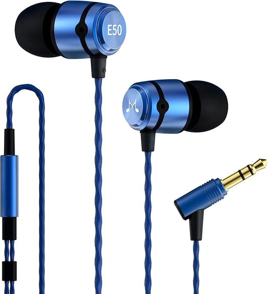 SoundMAGIC E50 Wired Earbuds No Microphone in Ear Monitor HiFi Earphones Noise Isolating Headphones Comfortable Fit Blue