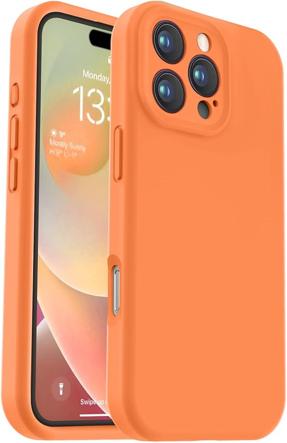Vooii Compatible with iPhone 16 Pro Max Case, Liquid Silicone Upgrade [Camera Protection] [Soft Anti-Scratch Microfiber Lining] Shockproof Phone Case for iPhone 16 Pro Max 6.9 inch - Bright Orange