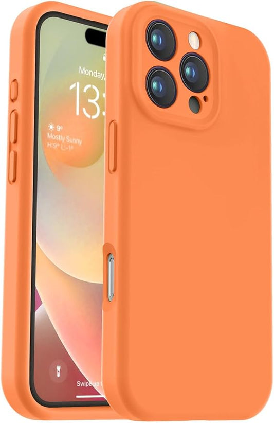 Vooii Compatible with iPhone 16 Pro Case, Liquid Silicone Upgrade [Camera Protection] [Soft Anti-Scratch Microfiber Lining] Shockproof Phone Case for iPhone 16 Pro 6.3 inch - Bright Orange
