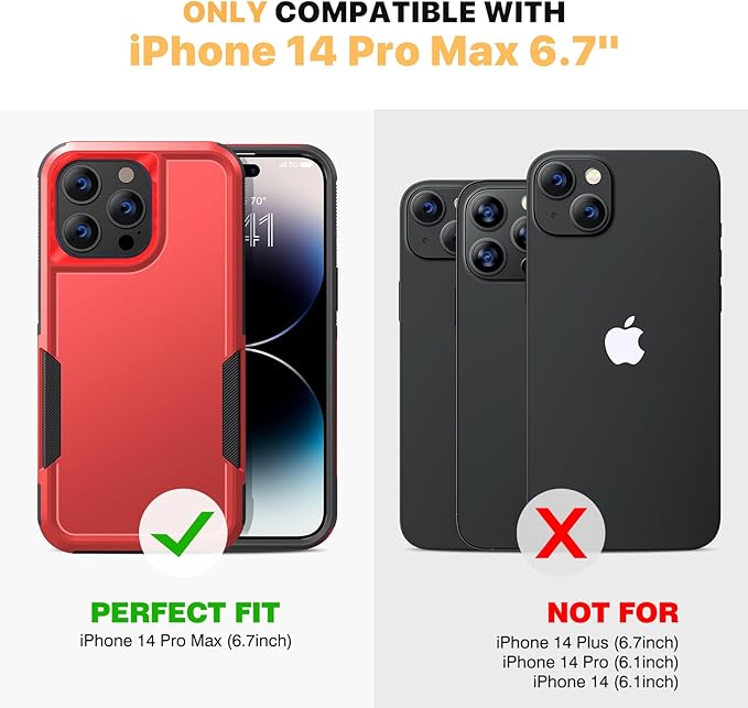 Diaclara Designed for iPhone 14 Pro Max Case, [with Privacy Screen Protector] [Anti Spy] [Military Grade Drop Protection] Heavy Duty Full-Body Shockproof Phone Case, Red