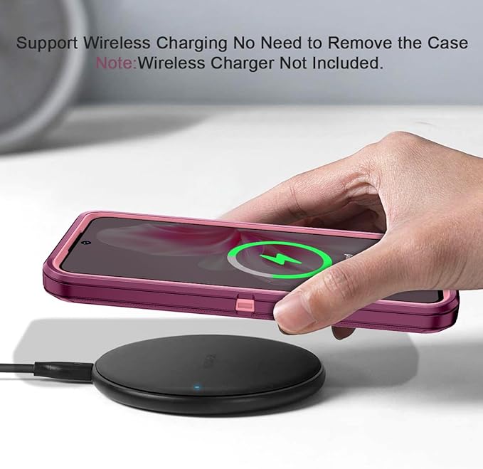 for Samsung Galaxy S24 FE 5G Case Heavy Duty Protective Shockproof Dropproof 3-Layer Full Body Protection [Without Screen Protector] Tough Rugged Case for Galaxy S24 FE,Purple/Pink