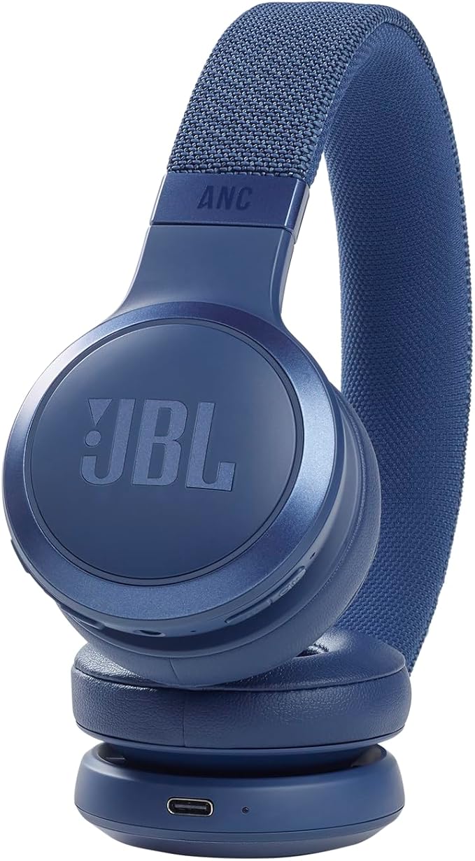 JBL Live 460NC wireless on-ear Noise Cancelling headphones with 50H battery, microphone for calls, lightweight and comfortable, and Alexa Built-in (Optimized for Android), iOS compatible (Blue)