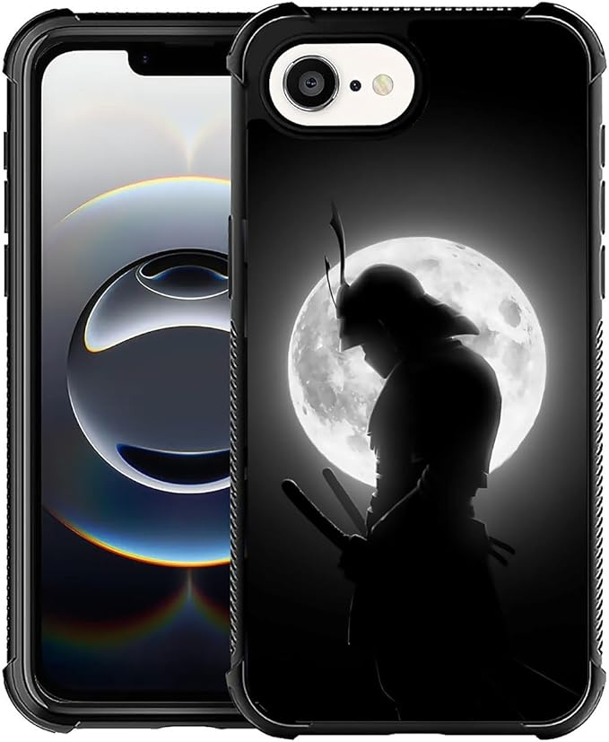 Compatible with iPhone 16e Case,Moon Samurai Phone Cover for Men/Women,Soft TPU Anti-Skid Thread and Four Corner Anti-Collision Protection Case Compatible with iPhone 16e 6.1inch