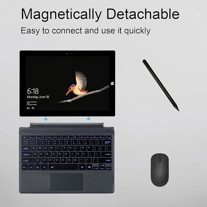 Type Cover for Microsoft Surface Pro 7+ / Pro 7 / Pro 6 / Pro 5 / Pro 4 / Pro 3, 12.3 inch, Ultra-Slim Wireless Tablet Keyboard with Multi Touchpad Bluetooch (Coal)