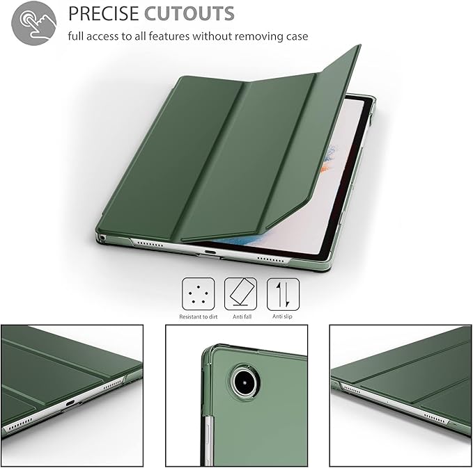 Cover for Samsung Galaxy Tab A9 Plus 11 inch Case Cover, Smart Flip Case Cover for Samsung Galaxy Tab A9+ 11 inch Translucent Back with Stylus Pen, Dark Green