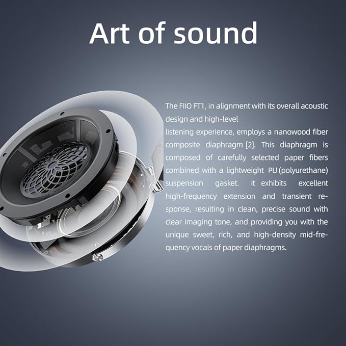 FiiO FT1 32Ω Large Dynamic Driver Headphones with Solid Wood Cups