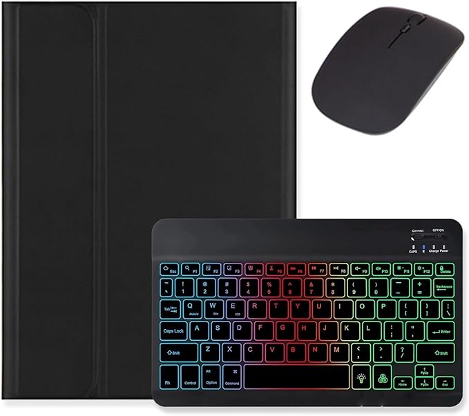Backlit Keyboard for Galaxy Tab S9 FE+ 12.4″/ Tab S10+ / Tab S9+ / Tab S8+/S7+/S7 FE 12.4 inch Keyboard Case with Mouse, Magnetic Detachable Backlight Color Keyboard,Black+Black