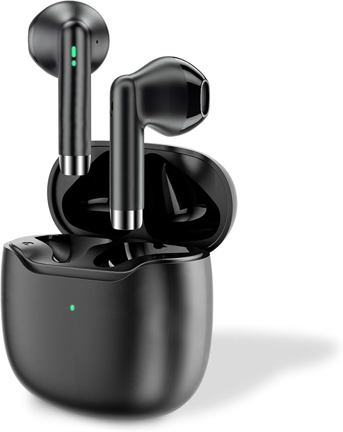 Bluetooth 5.3 Wireless Earbuds for iPhone 16/17 Pro, 8-Hour Playtime, Clear Calls & Enhanced Bass Works with iOS/Android