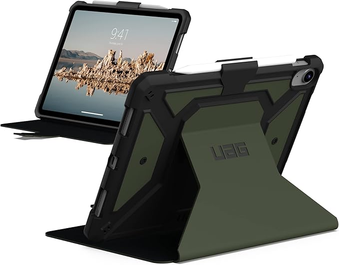 URBAN ARMOR GEAR UAG Designed for iPad 11" A16 11th Gen 2025, 10.9" 10th Gen 2022 Case A3354 A3355 A2696 Rugged Protective Folio Cover w/Adjustable Stand & Pencil Holder, Metropolis SE Olive